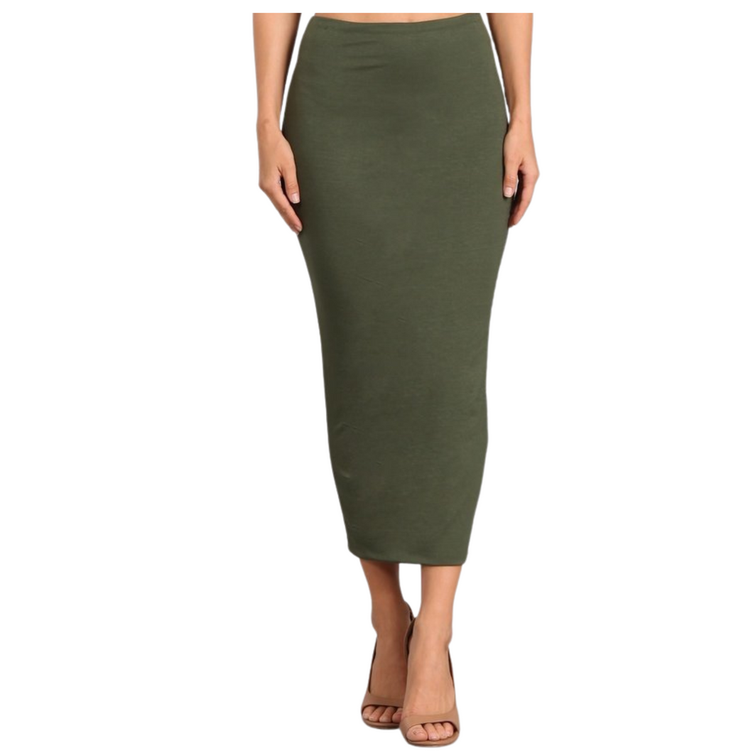Olive Green Midi Skirt