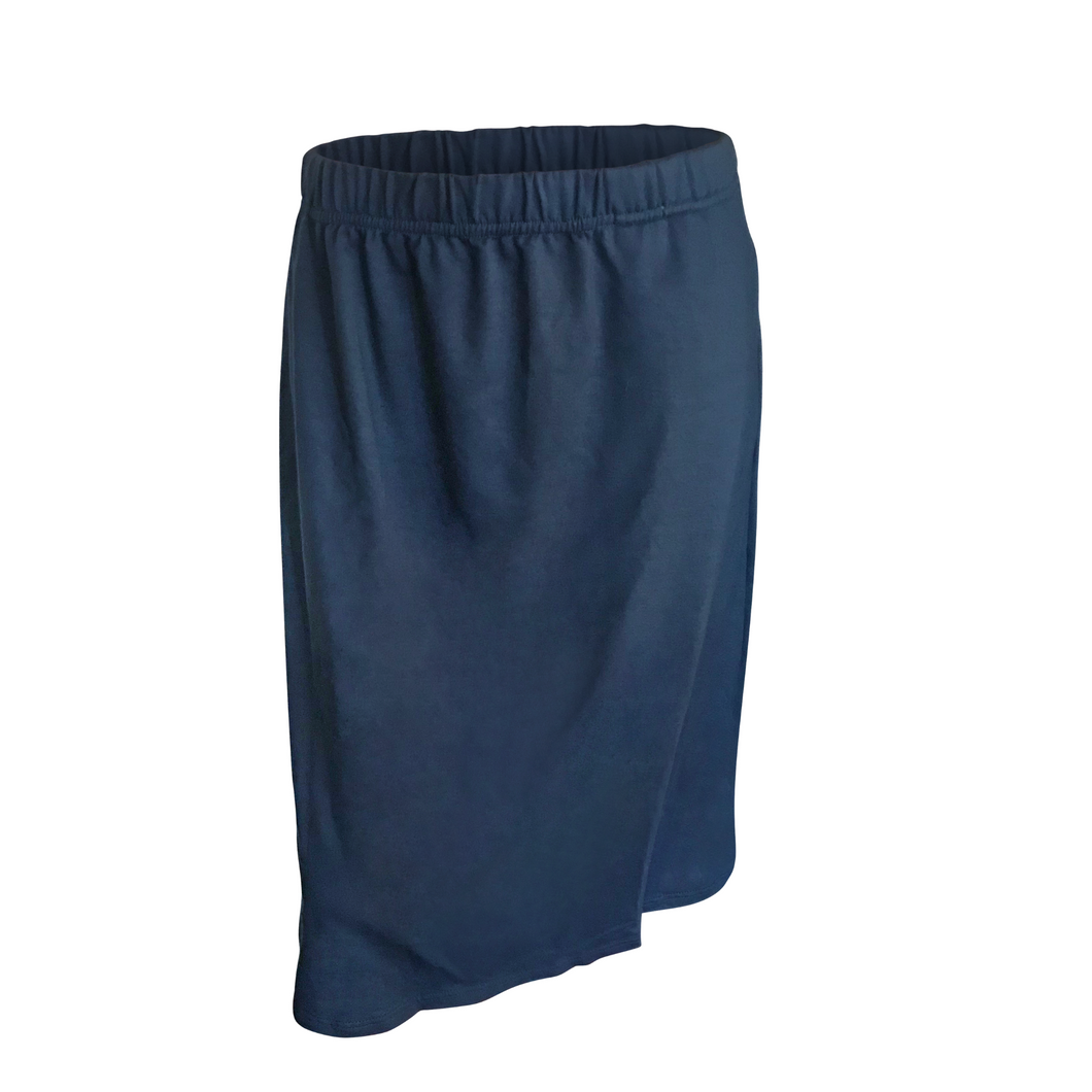 Super Soft Below-Knees Exercise Skirt with Stretch and Pockets - Navy Blue